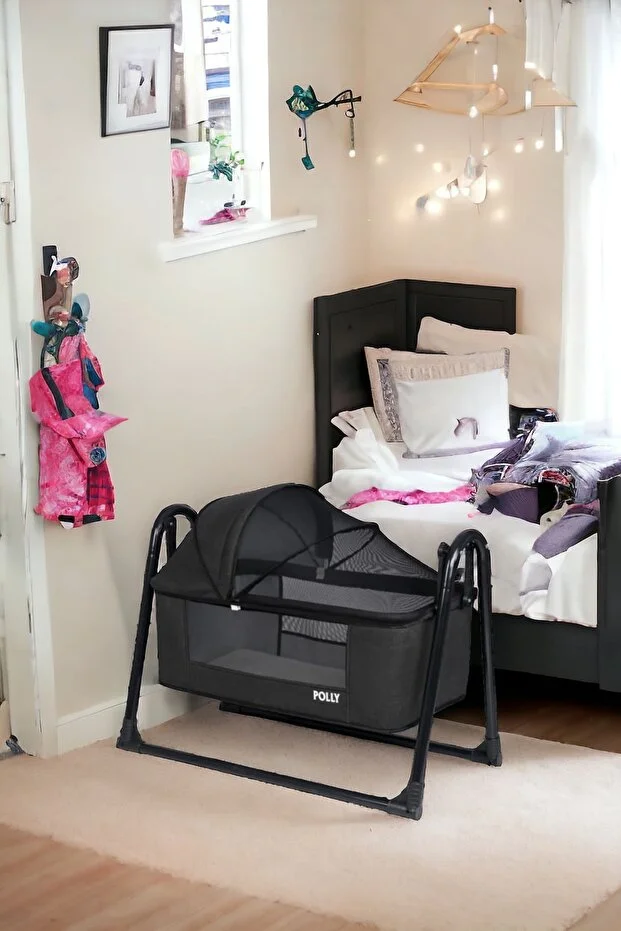 Keten Fileli Silinebilir Portatif Sallanır Anne Yanı Beşik Sepet Beşik Hamak Beşik